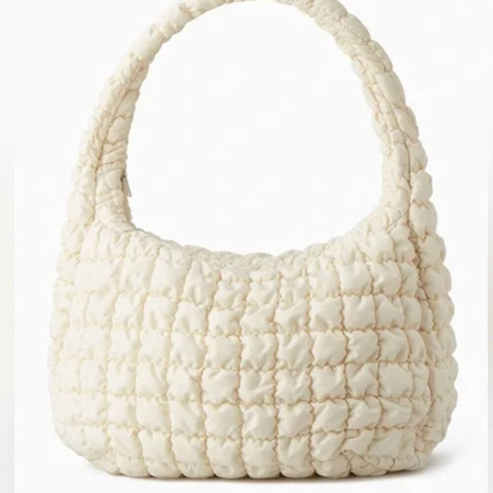 COS Oversized Quilted Crossbody Bag Puffy Pillowy Beige Ivory Cream